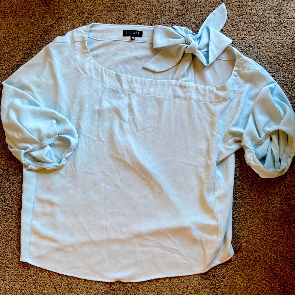 1 State baby blue one shoulder blouse Sz M